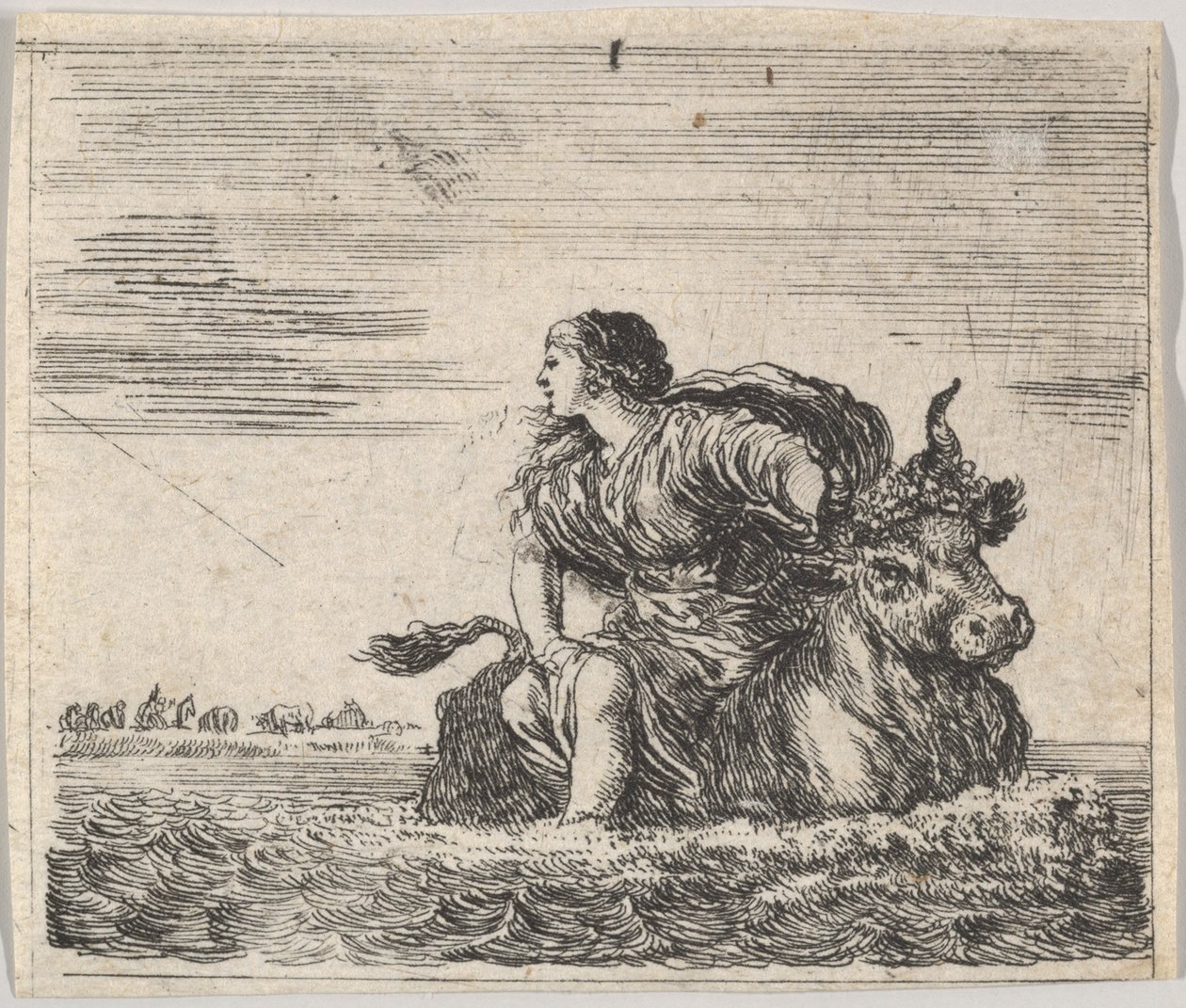 Jupiter og Europa, fra Game of Mythology Jeu de la Mythologie, 1644. av Stefano della Bella