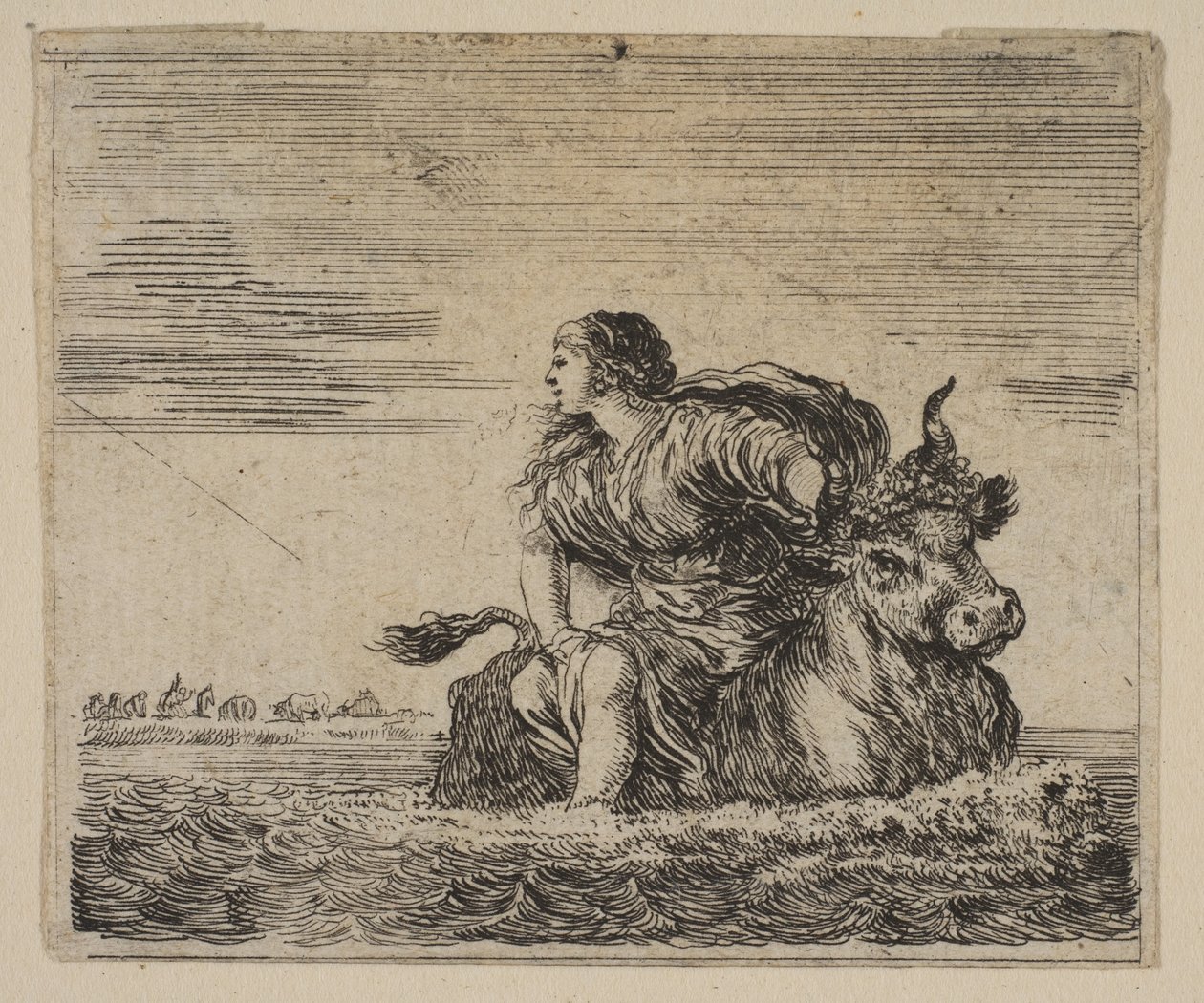 Jupiter og Europa, fra Game of Mythology Jeu de la Mythologie, 1644. av Stefano della Bella