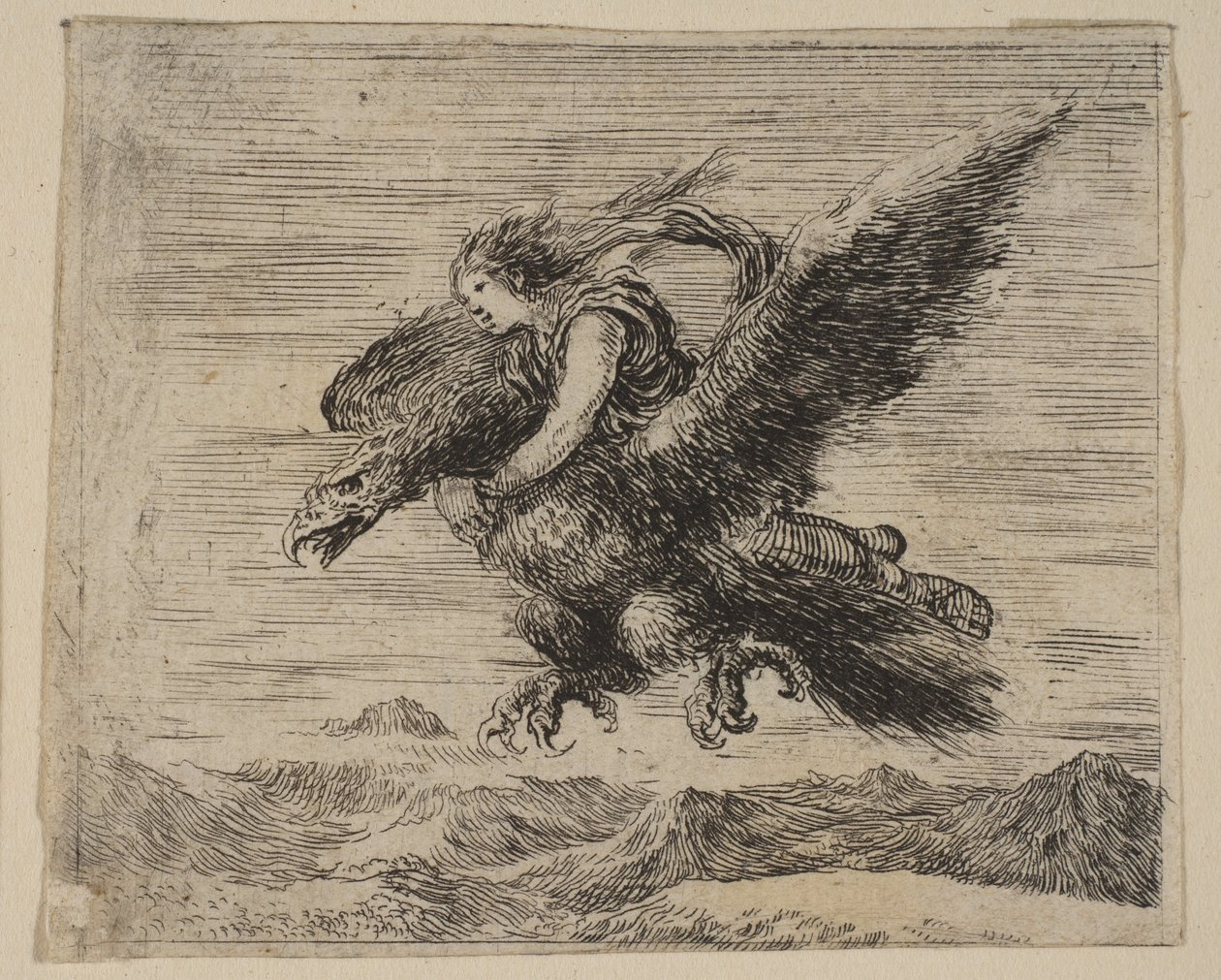Jupiter og Ganymedes, fra Game of Mythology Jeu de la Mythologie, 1644. av Stefano della Bella