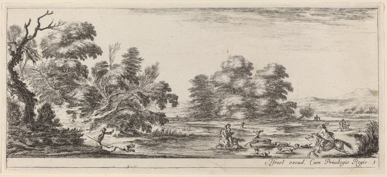 Landskap med hjortejakt, i eller før 1647. av Stefano della Bella