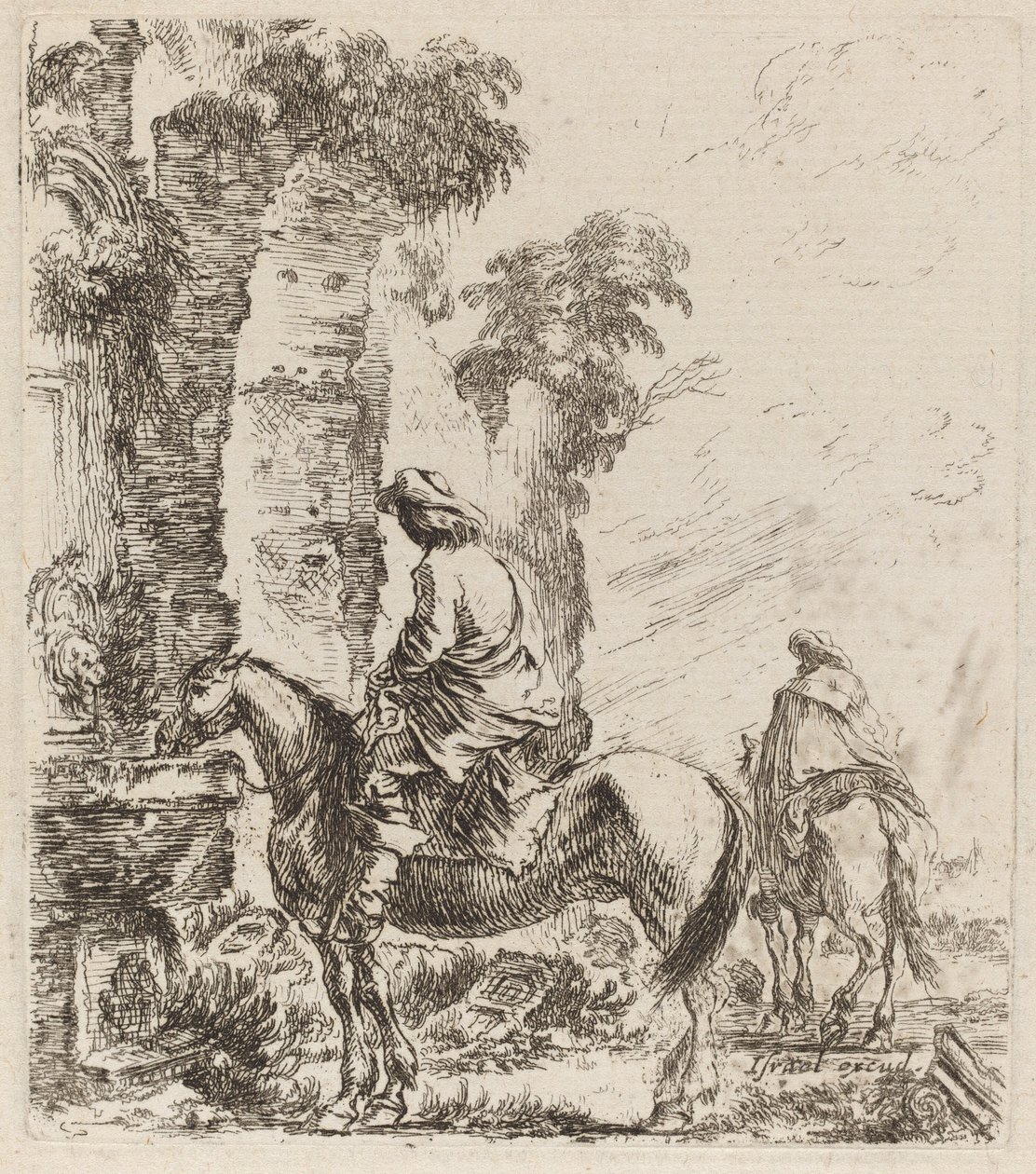 Landskap med ryttere, 1646. av Stefano della Bella