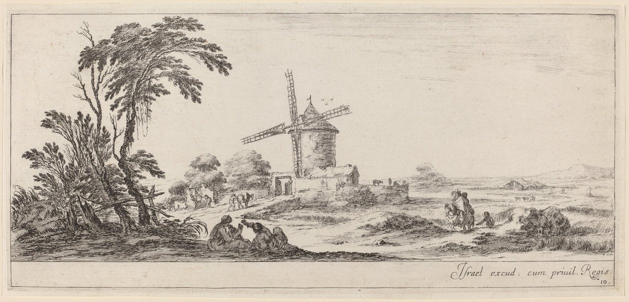 Landskap med vindmølle, i eller før 1647. av Stefano della Bella