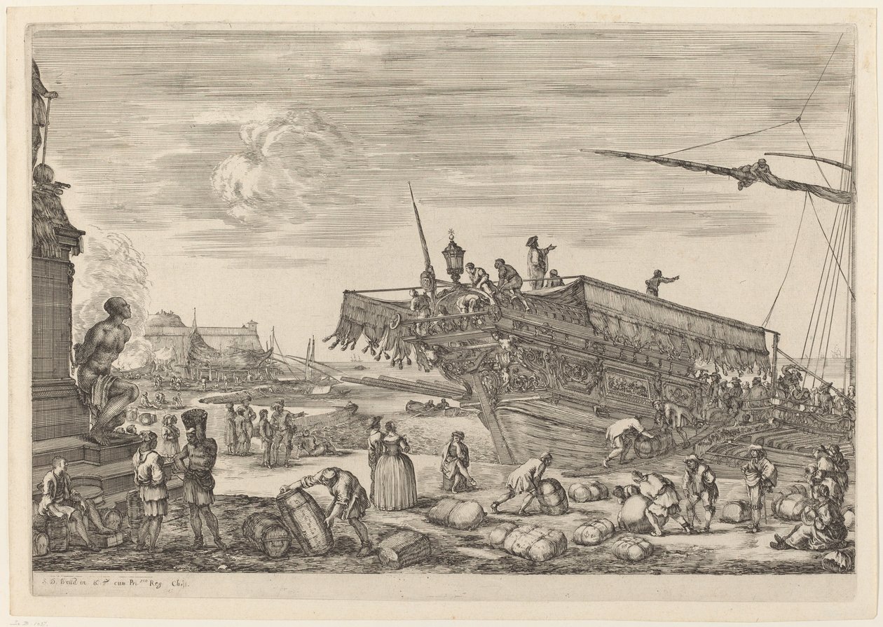 Laste et skip, sannsynligvis c. 16541655. av Stefano della Bella