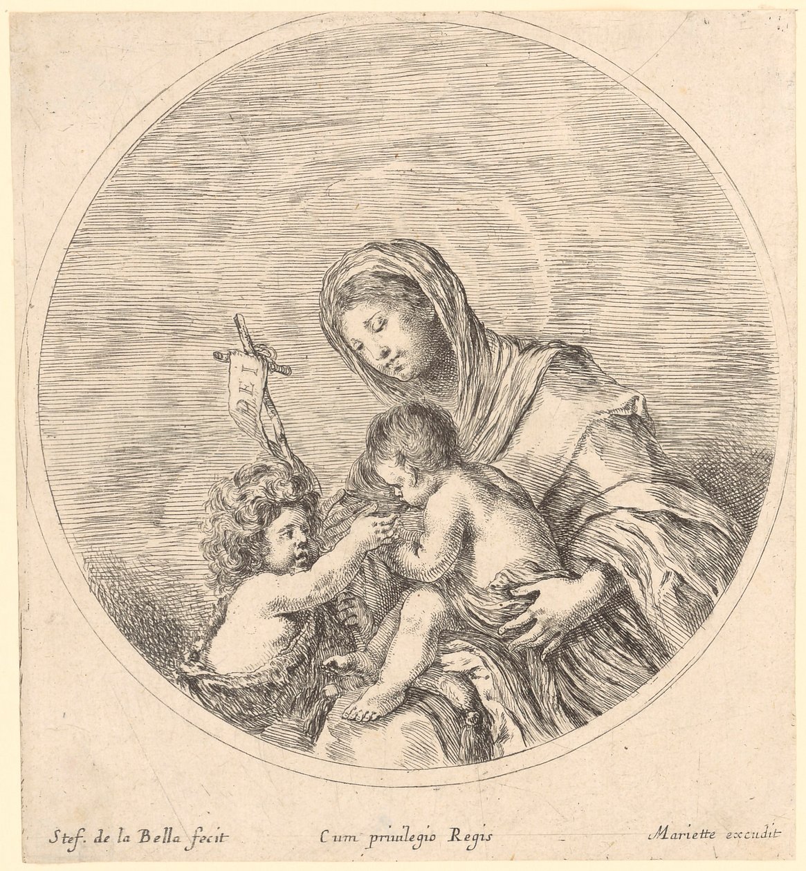 Maria med barnet og Johannes Døperen av Stefano della Bella