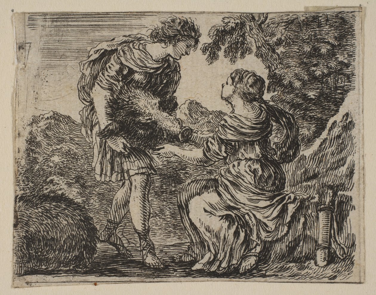 Meleager og Atalanta, fra Game of Mythology Jeu de la Mythologie, 1644. av Stefano della Bella