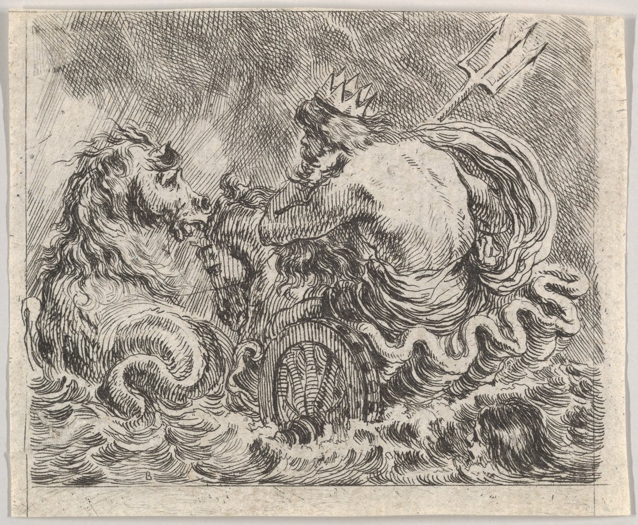Neptune, fra Game of Mythology Game of Mythology, 1644. av Stefano della Bella