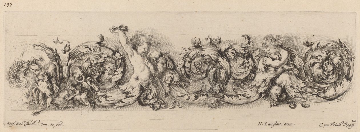 Prydfrise med barn og hunder, sannsynligvis 1648. av Stefano della Bella