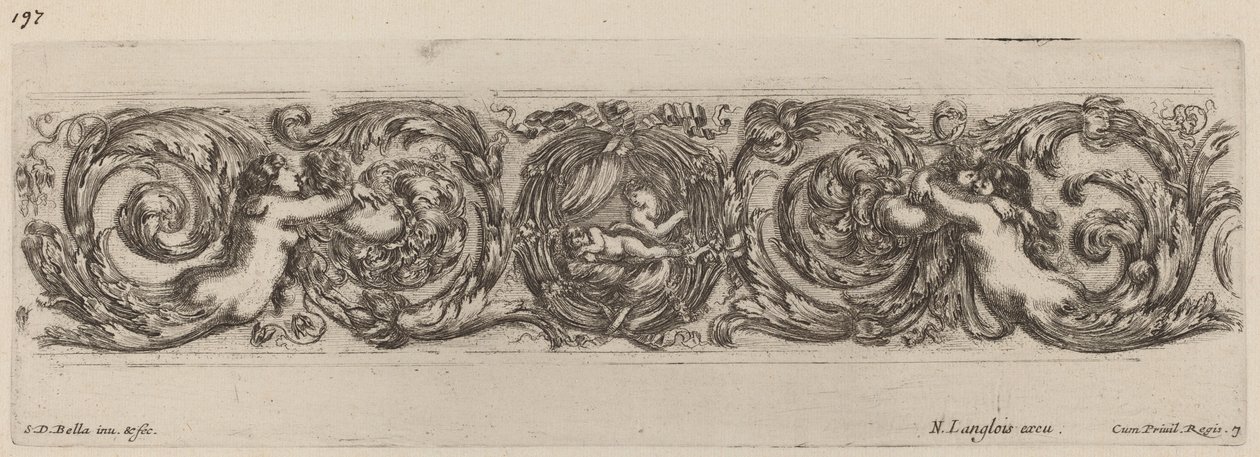Ornamental Frise with Cupid and Psyche, sannsynligvis 1648. av Stefano della Bella