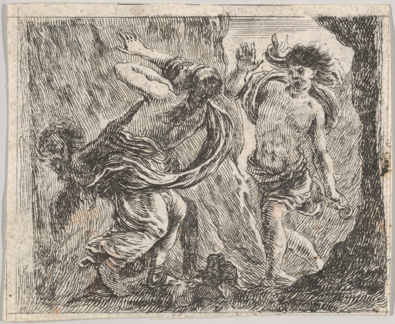 Orpheus og Eurydice, fra Game of Mythology Jeu de la Mythologie, 1644. av Stefano della Bella
