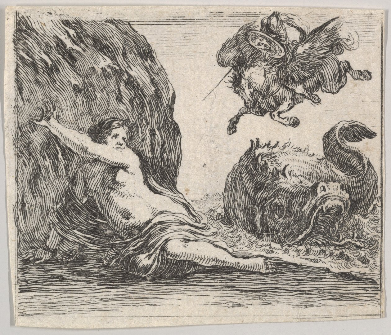 Perseus og Andromeda, fra Game of Mythology Jeu de la Mythologie, 1644. av Stefano della Bella