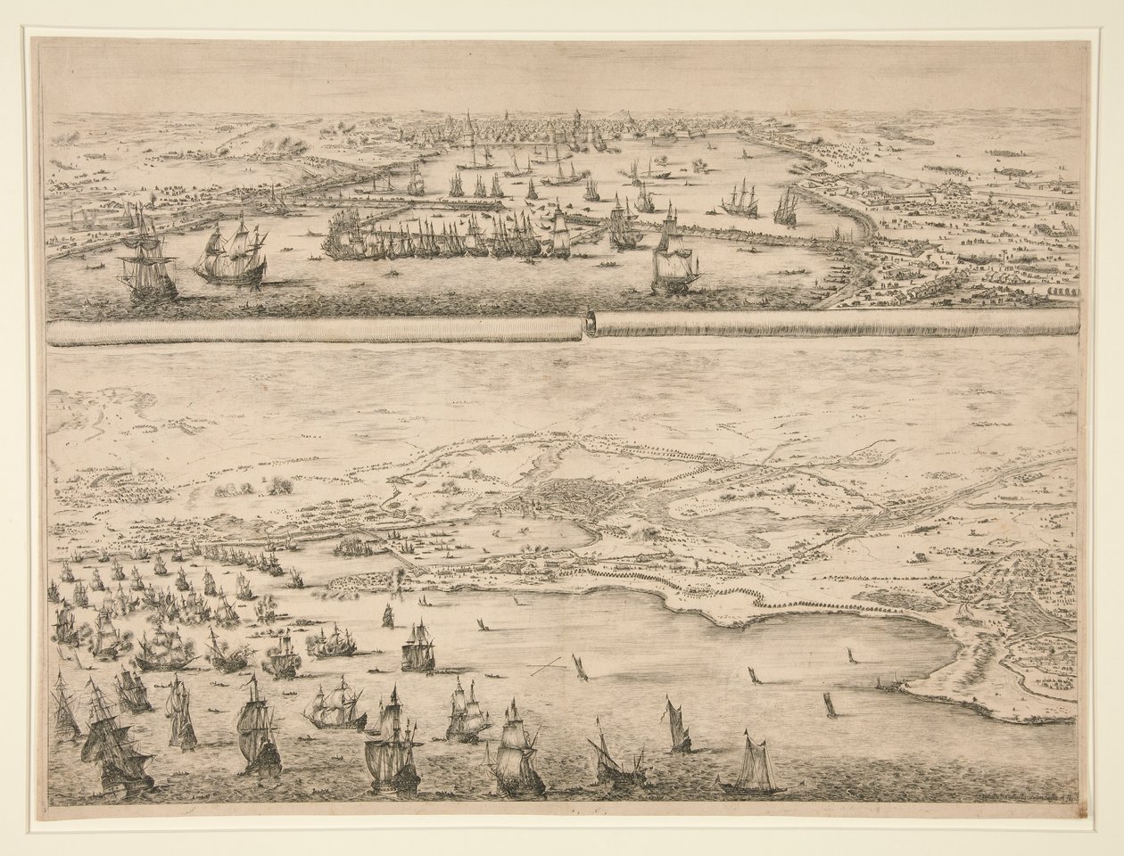 Plan for beleiringen av La Rochelle, i 1628 av Stefano della Bella