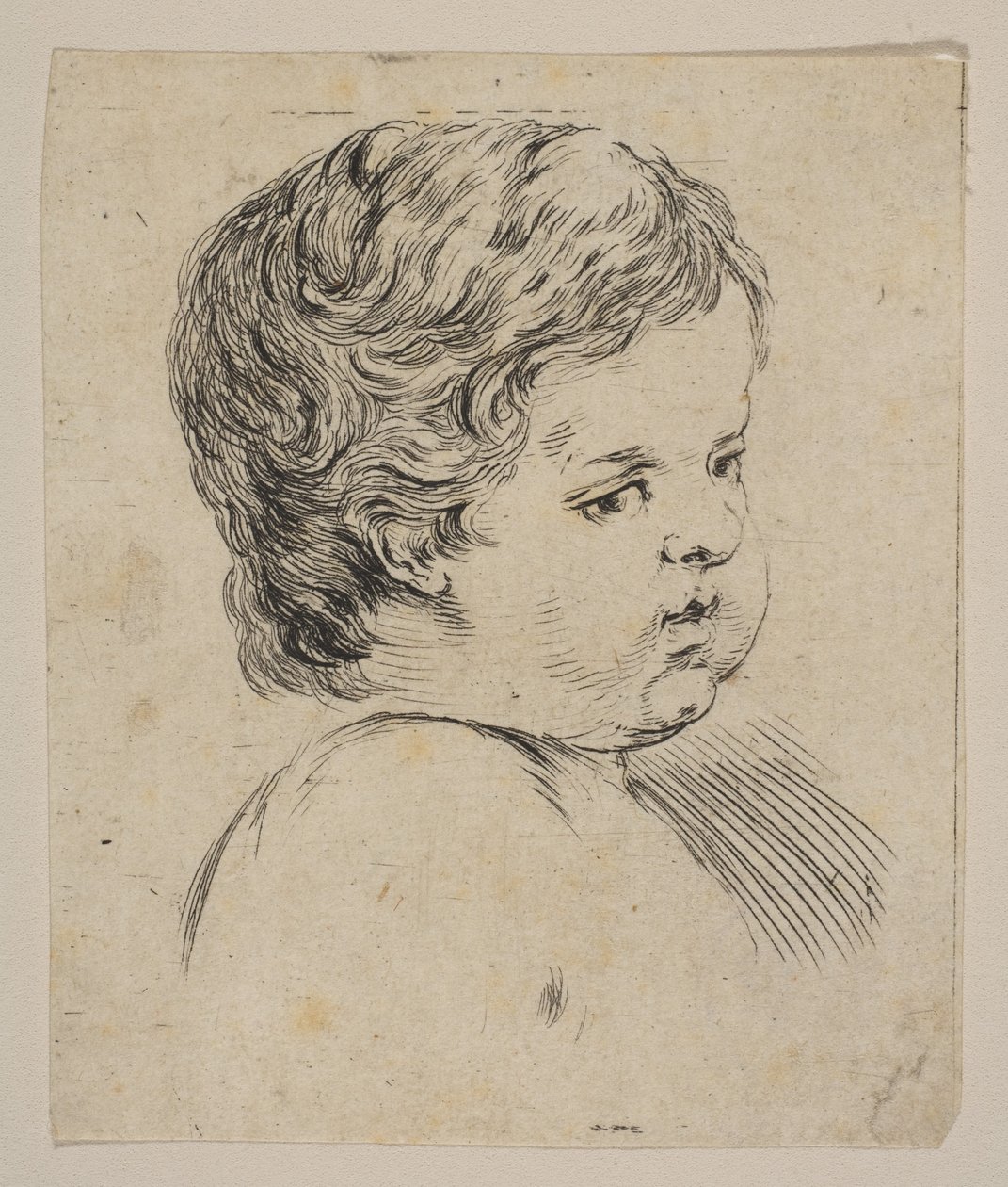 Plate 12: hodet til et barn, fra Boken for å lære å tegne Livre pour apprendre ..., ca. 1649. av Stefano della Bella