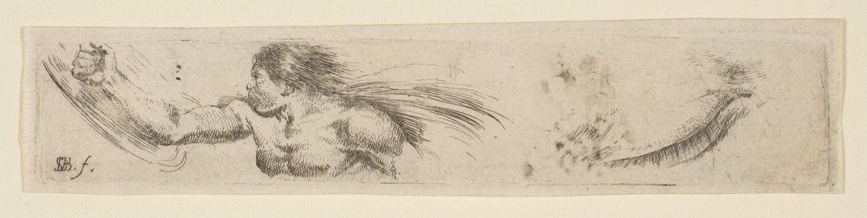Plate 19: Torso of a Man with a Shield and Eye Study, fra 