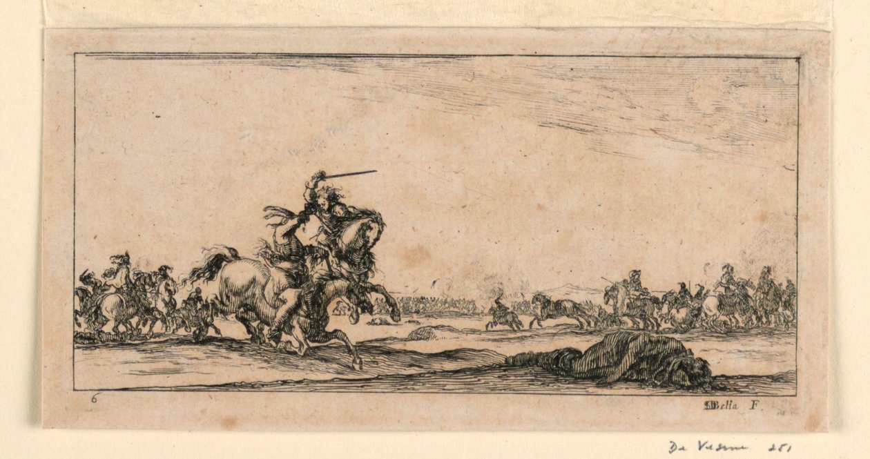 Plate 6, from "Desseins de Queleques Conduites de Troupes, Canons, et Ataques de Villes"   1243618   no       norwegian Successfully Translated  Original: Fiskerkvase og robåde Translat: Fiskerkvase og robåde 1272824 no norwegian Successfully Translated Or av Stefano della Bella