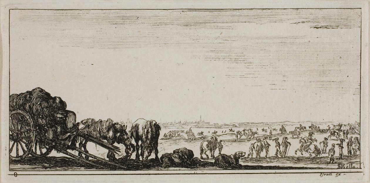 Plate åtte fra tegninger av flere bevegelser av soldater av Stefano della Bella