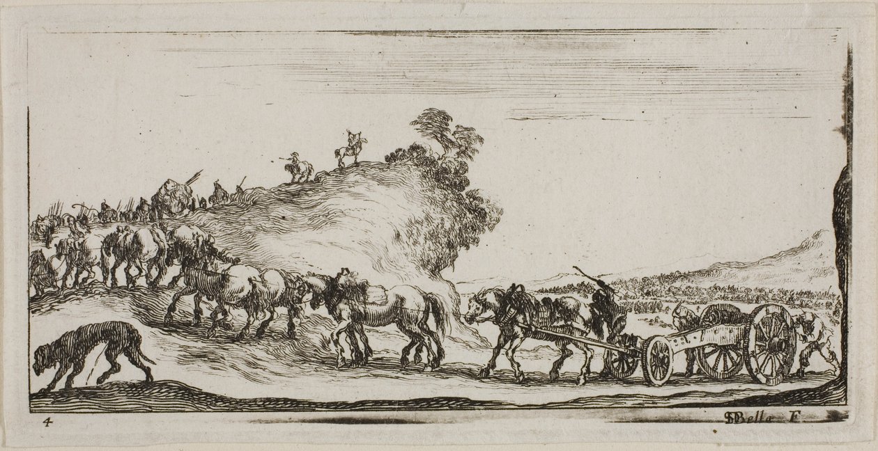 Plate fire fra tegninger av flere bevegelser av soldater av Stefano della Bella