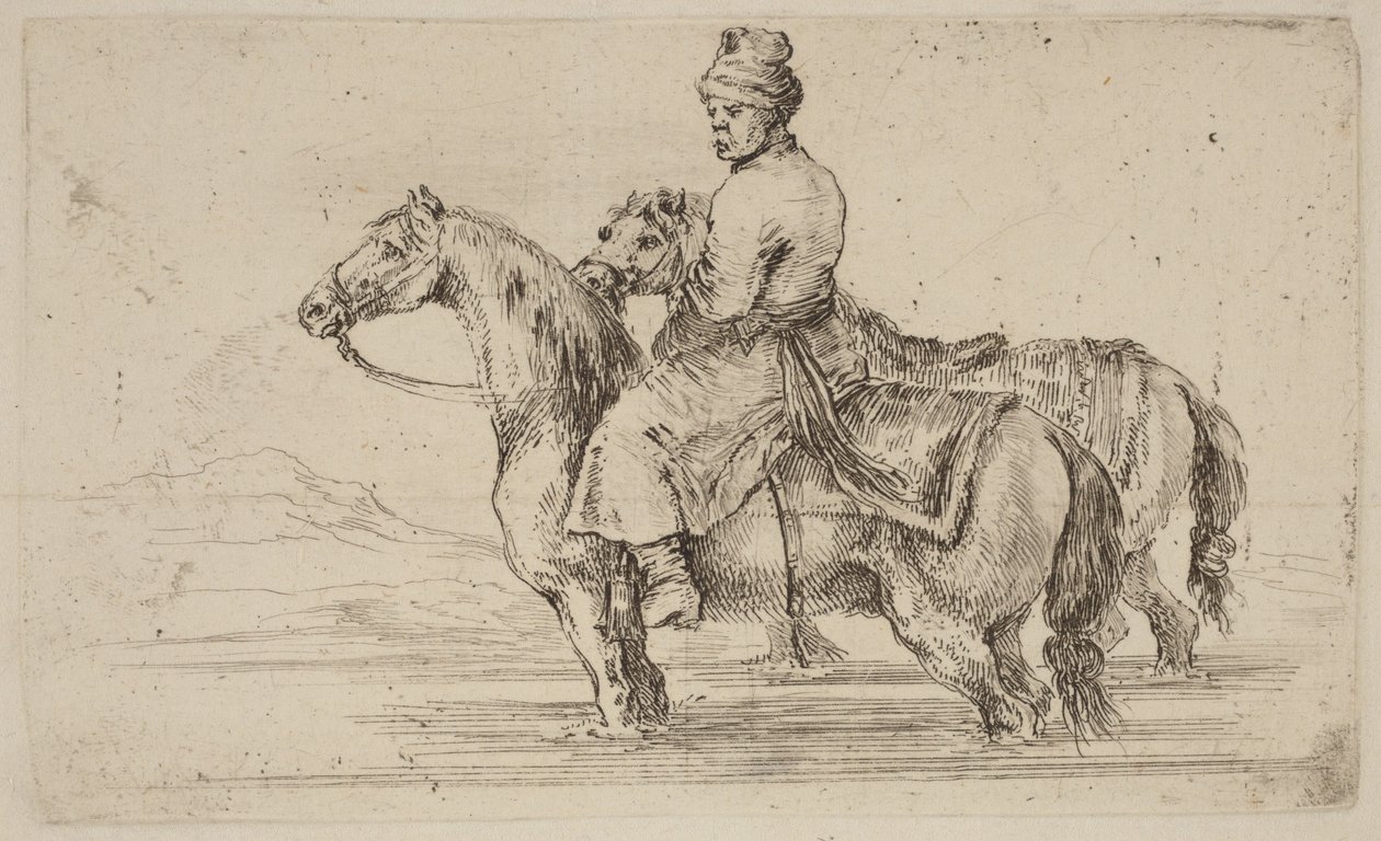 Polsk ledsager med to hester av Stefano della Bella