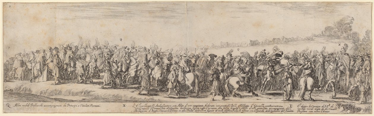 Polske adelsmenn, hans eksellens ambassadøren og hans vogn, 1633. av Stefano della Bella