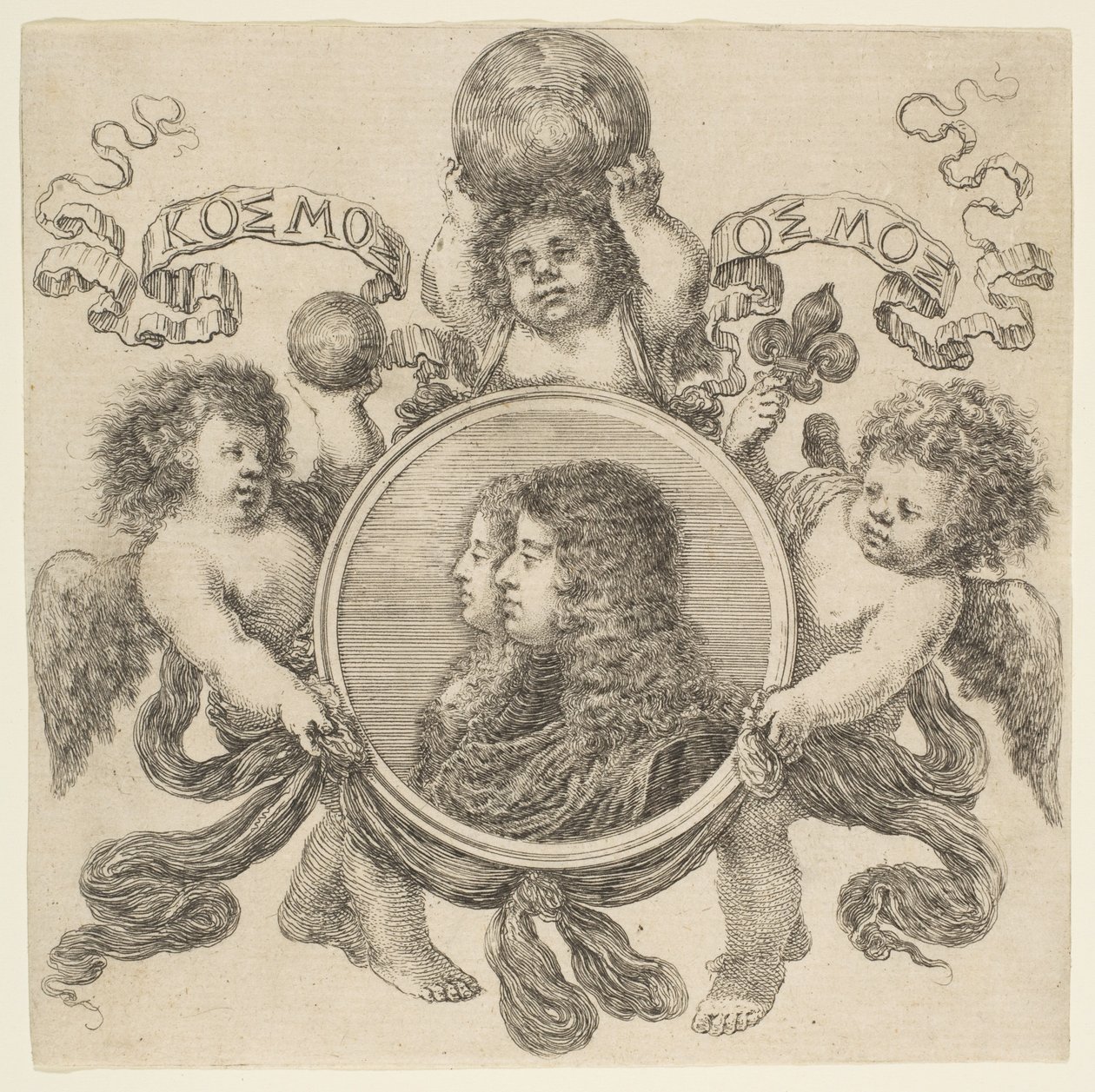 Portrett av Cosimo de Medici og Marguerite Louise dOrleans, hans kone, 1661. av Stefano della Bella