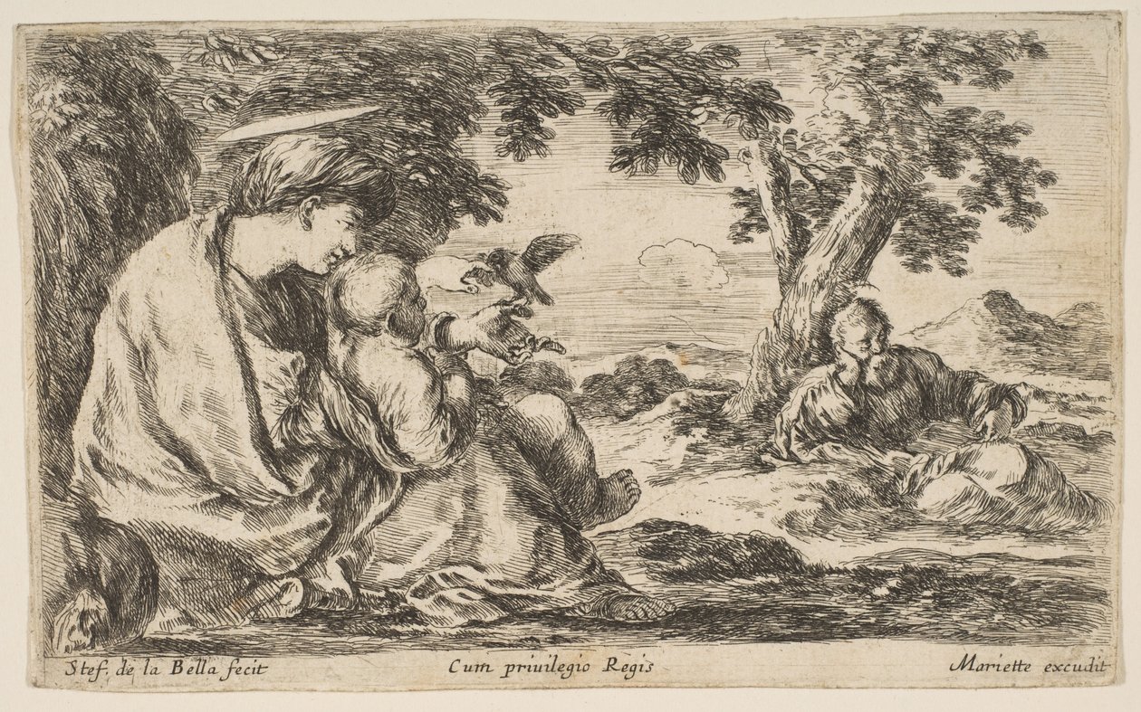 Hvil på flyturen til Egypt, ca. 1641. av Stefano della Bella