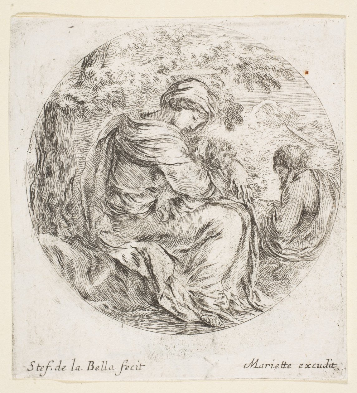 Hvil på flyturen til Egypt, ca. 1641. av Stefano della Bella