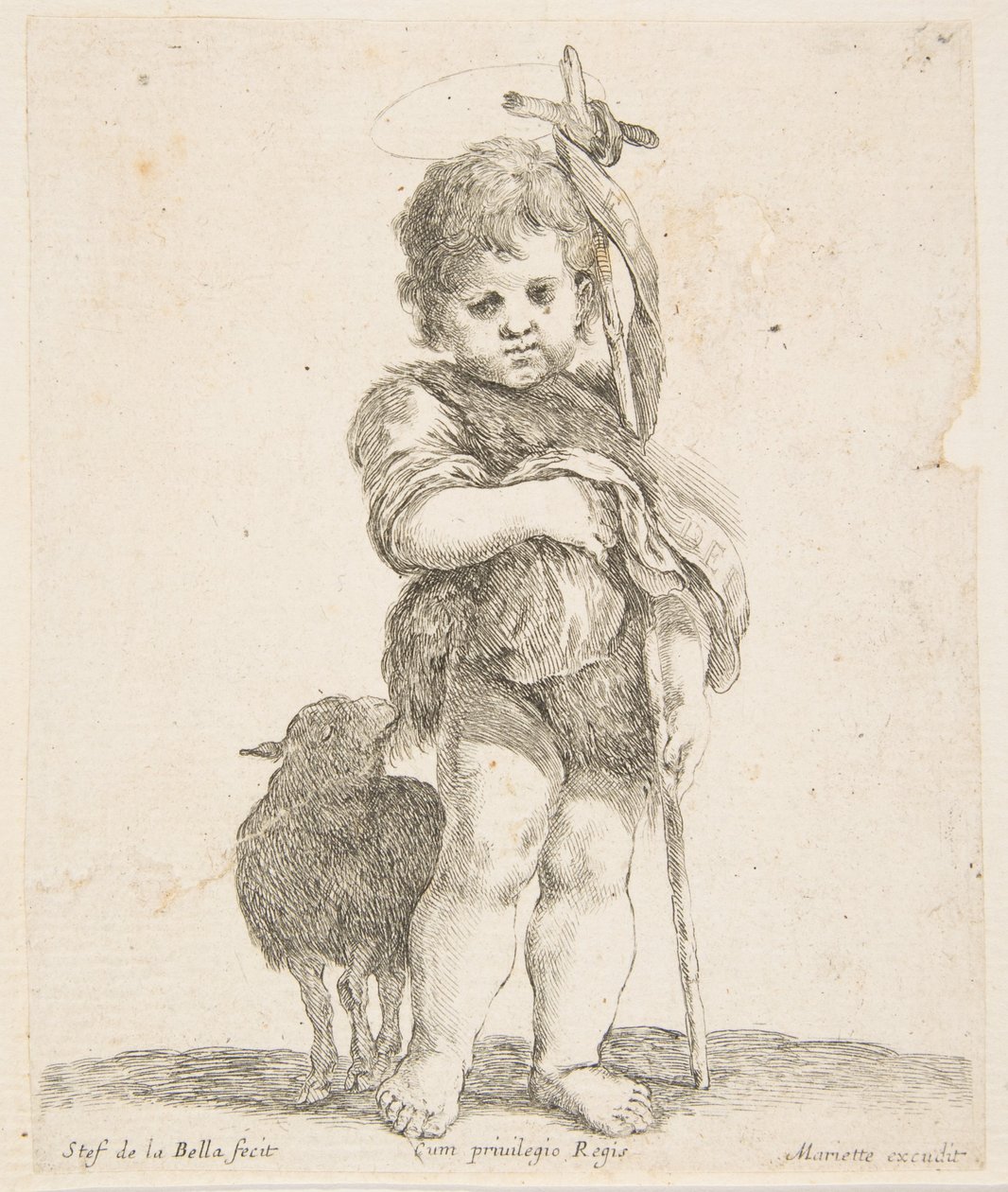 Døperen Johannes holder sin foldede kappe, ca. 1641. av Stefano della Bella