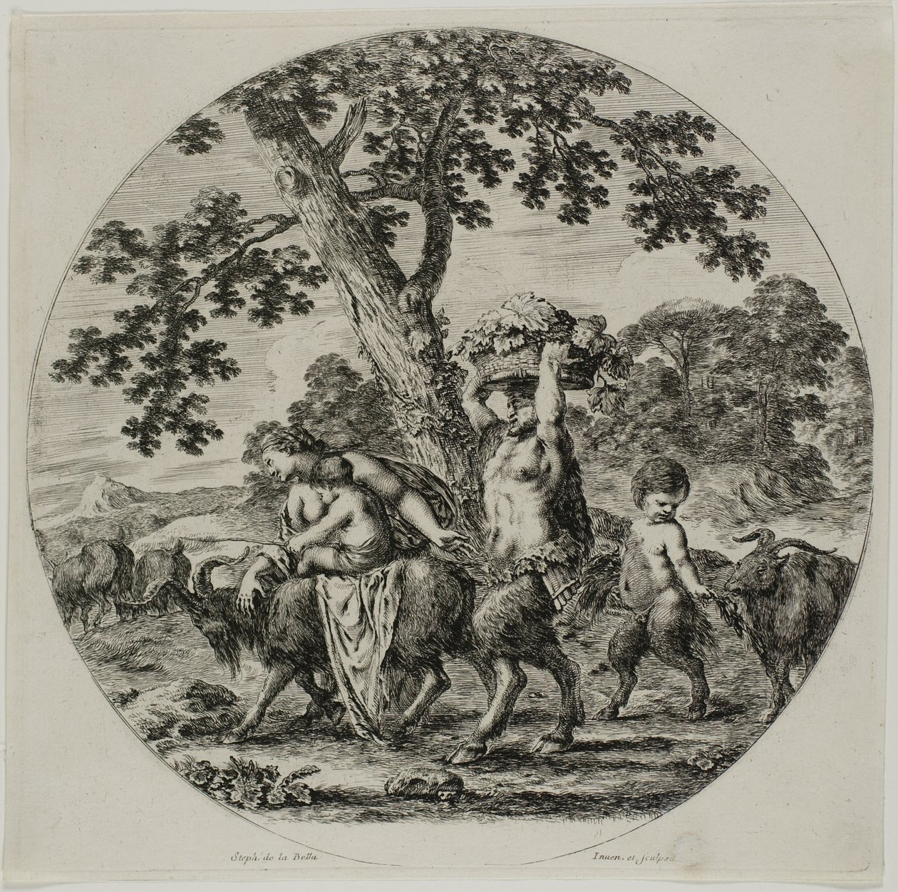 Satyr Family Walking av Stefano della Bella