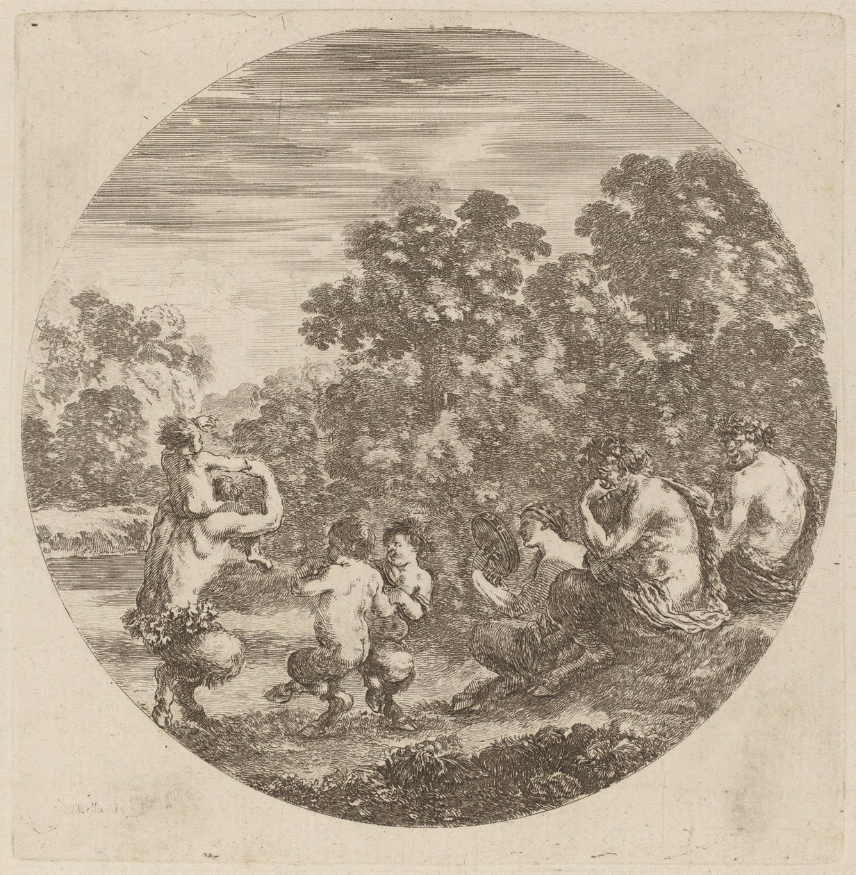 Satyrer og Faun. av Stefano della Bella