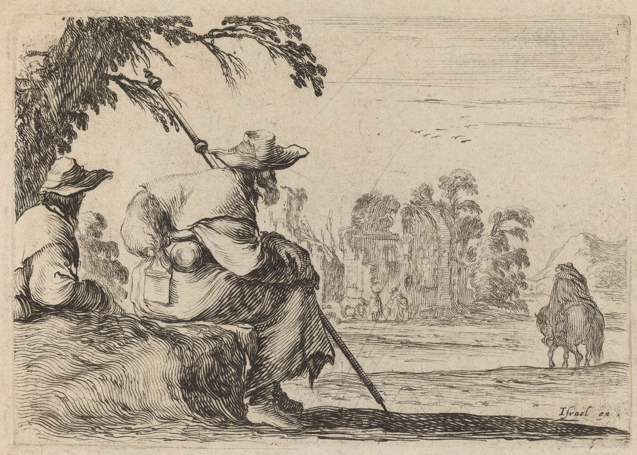 Sittende pilegrimer av Stefano della Bella