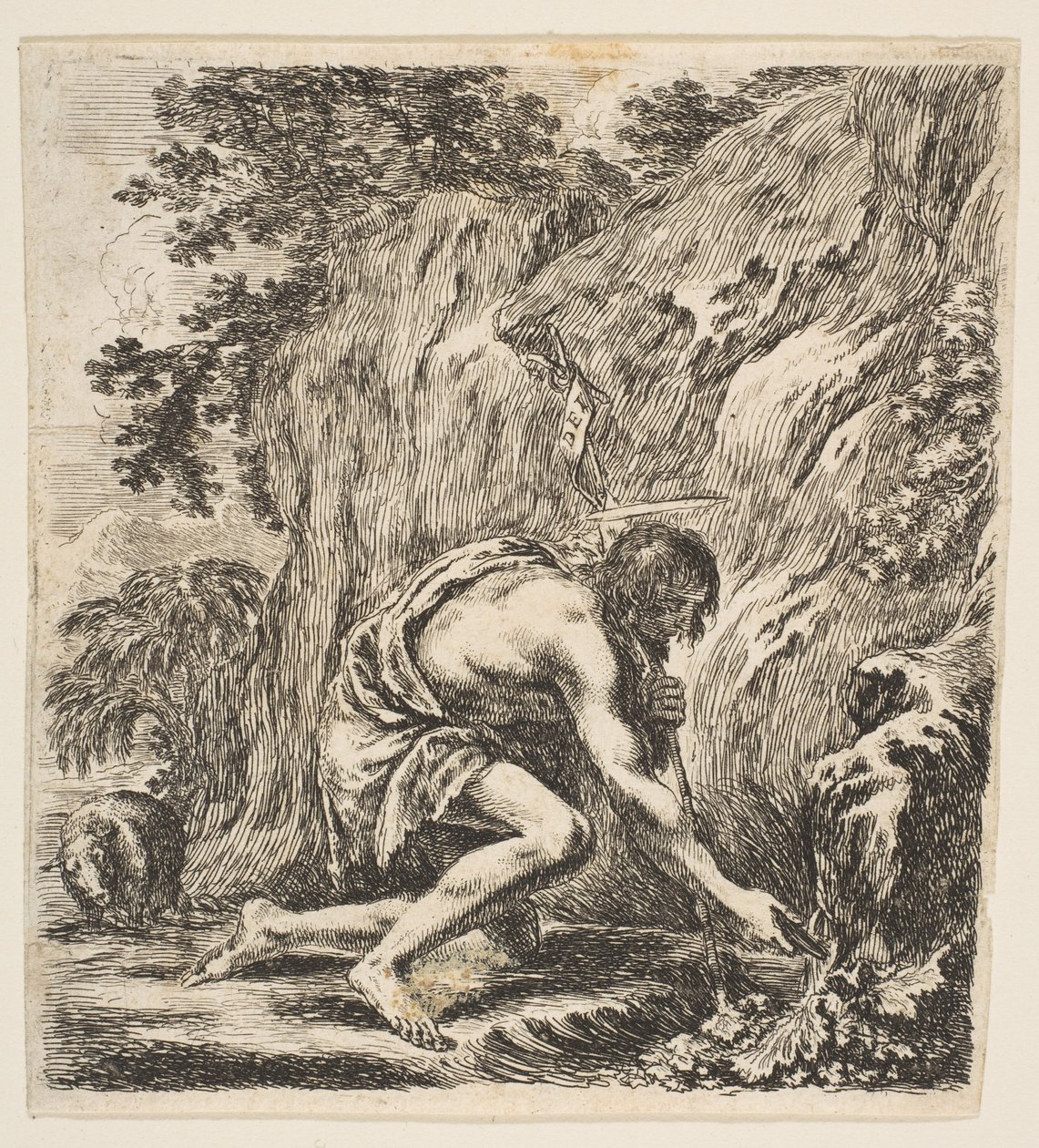 Døperen Johannes henter vann fra en kilde, ca. 1649. av Stefano della Bella