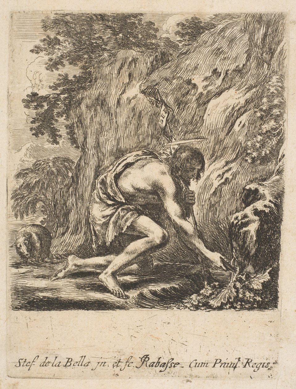 Døperen Johannes henter vann fra en kilde, ca. 1649. av Stefano della Bella