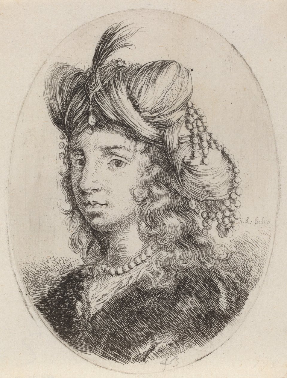 Sultanesse prydet med perler, vendt mot venstre, 16491650. av Stefano della Bella
