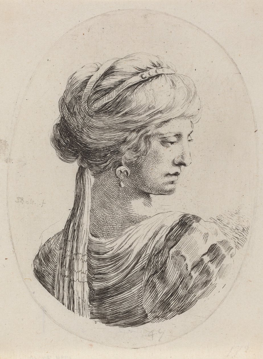 Sultanesse i en tilslørt turban, sett bakfra, 16491650. av Stefano della Bella