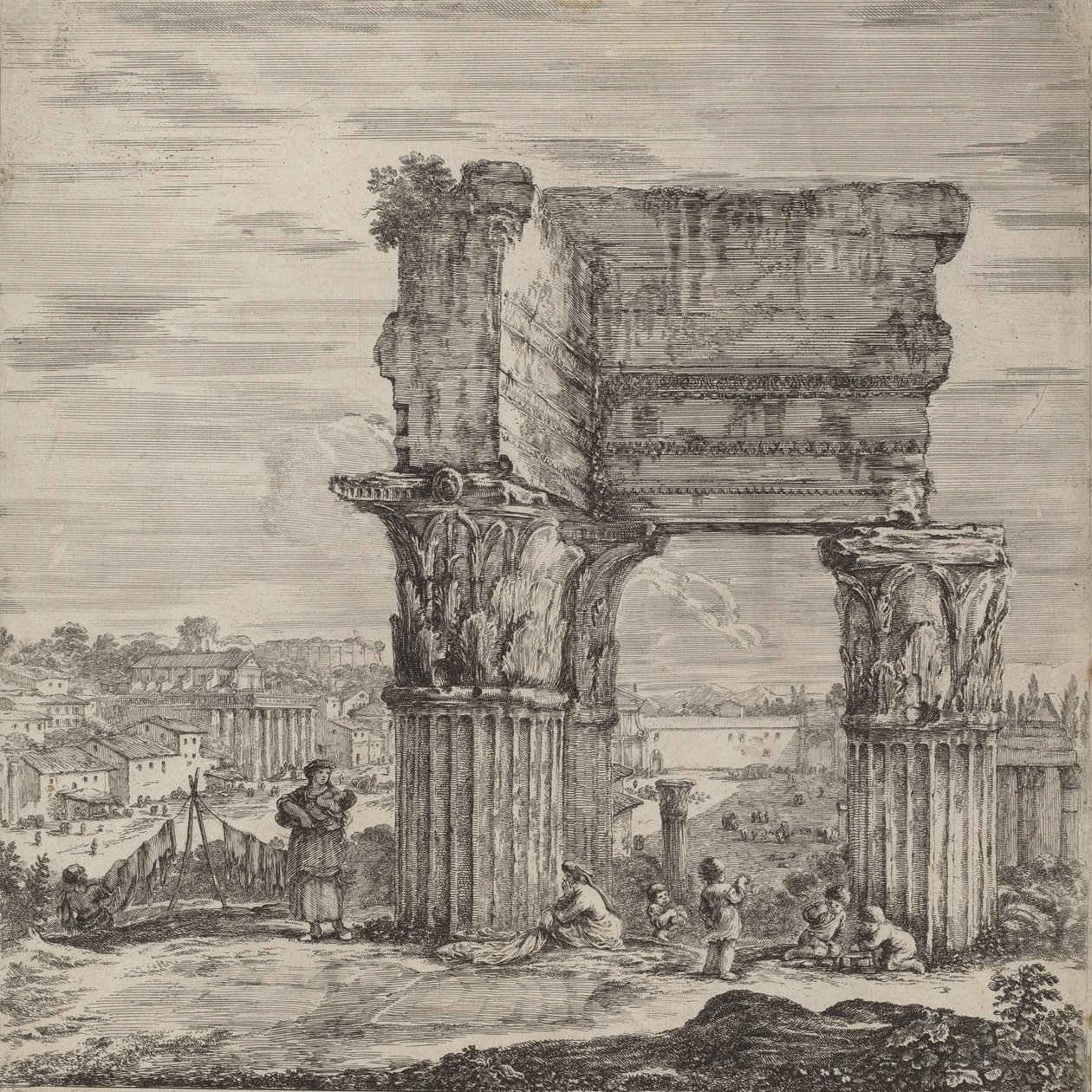 Temple of Concord og Forum Romanum, 1656. av Stefano della Bella