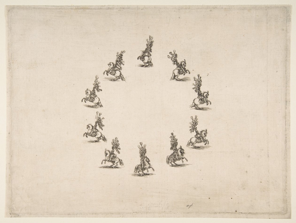 Ti kavalerere som danner en sirkel, 1652. av Stefano della Bella