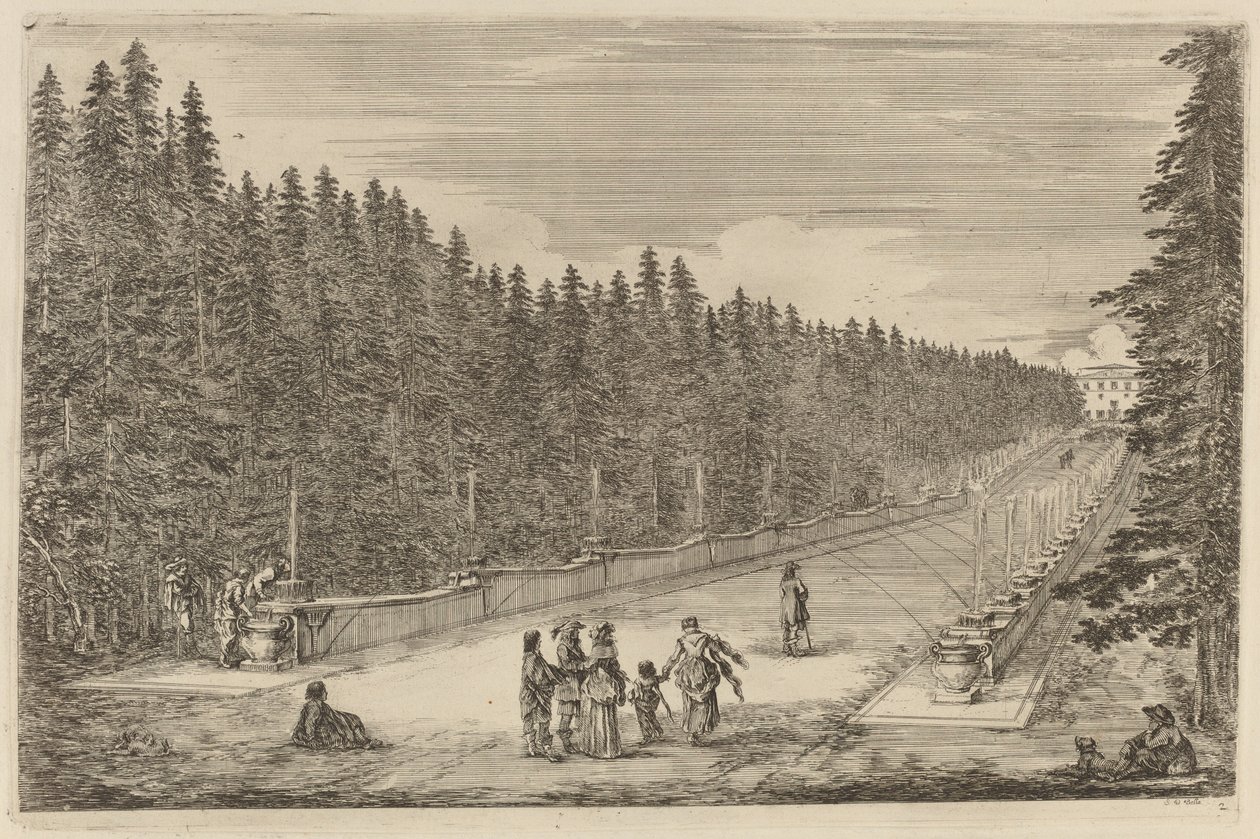 The Avenue of Fountains, sannsynligvis 1653. av Stefano della Bella