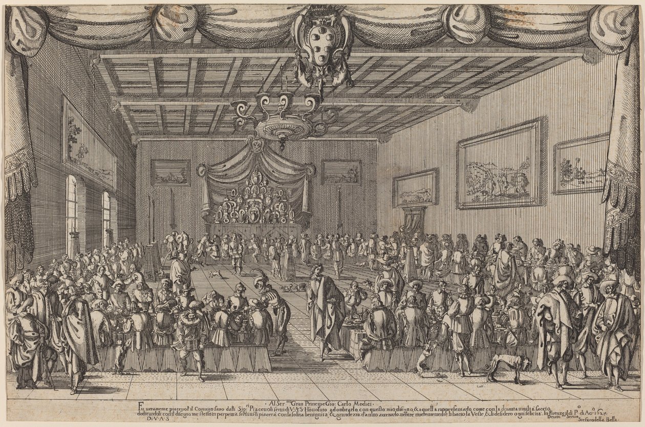 Banketten til Piacevoli, 1627. av Stefano della Bella