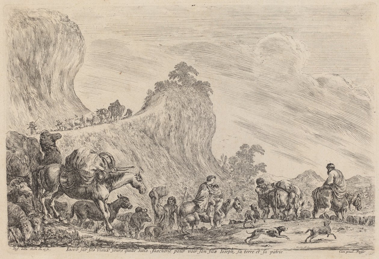 Jakobs avgang til Egypt, sannsynligvis 1647. av Stefano della Bella