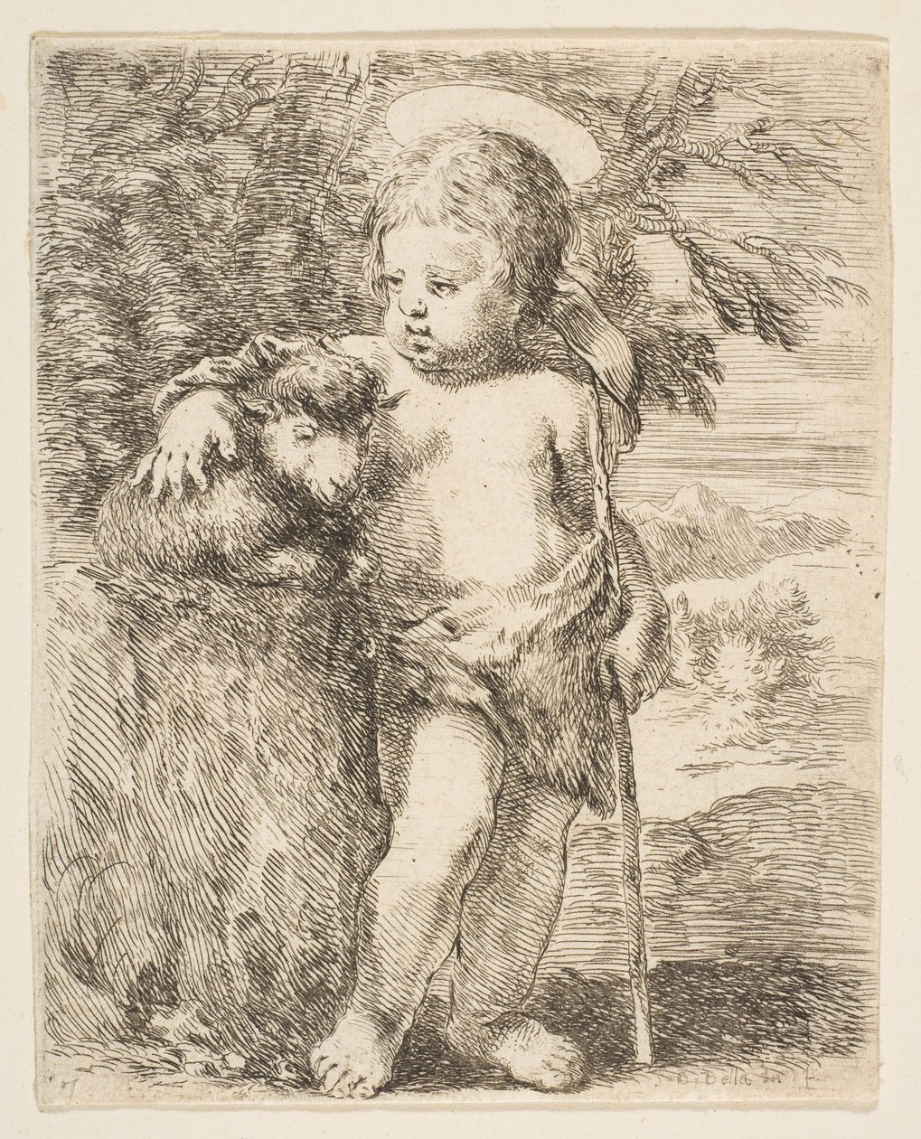 Spedbarnet St. Johannes døperen med sitt lam, ca. 1649. av Stefano della Bella