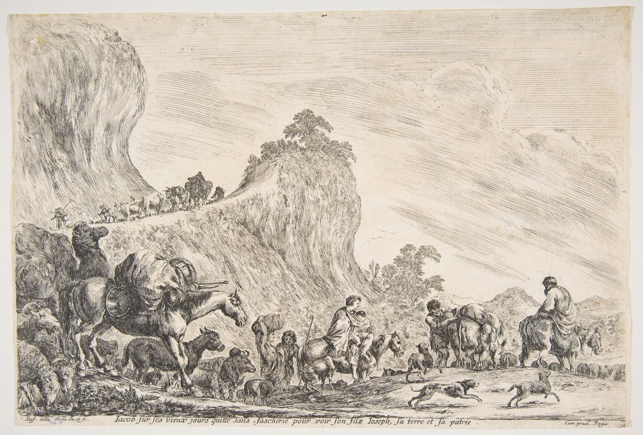 Jakobs reise i Egypt, ca. 1647. av Stefano della Bella