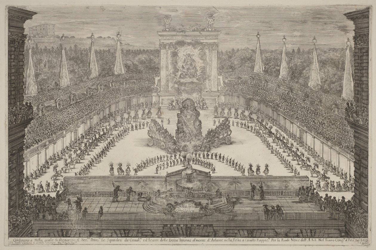 Prinsen av Toscana, hans ryttertropper og vogner rundt Atlasfjellene av Stefano della Bella