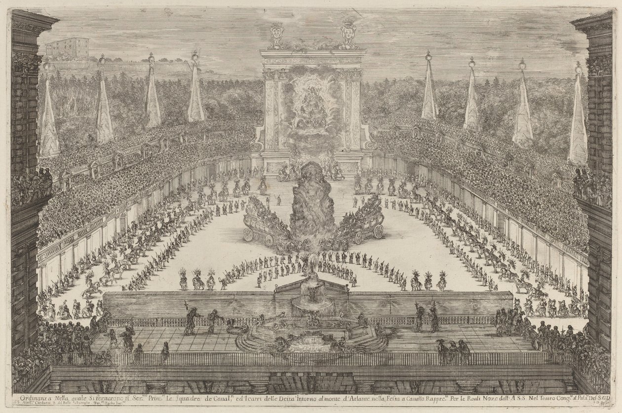 Prinsen av Toscana, hans hestetropper og vogner rundt Atlasfjellet, 1661. av Stefano della Bella