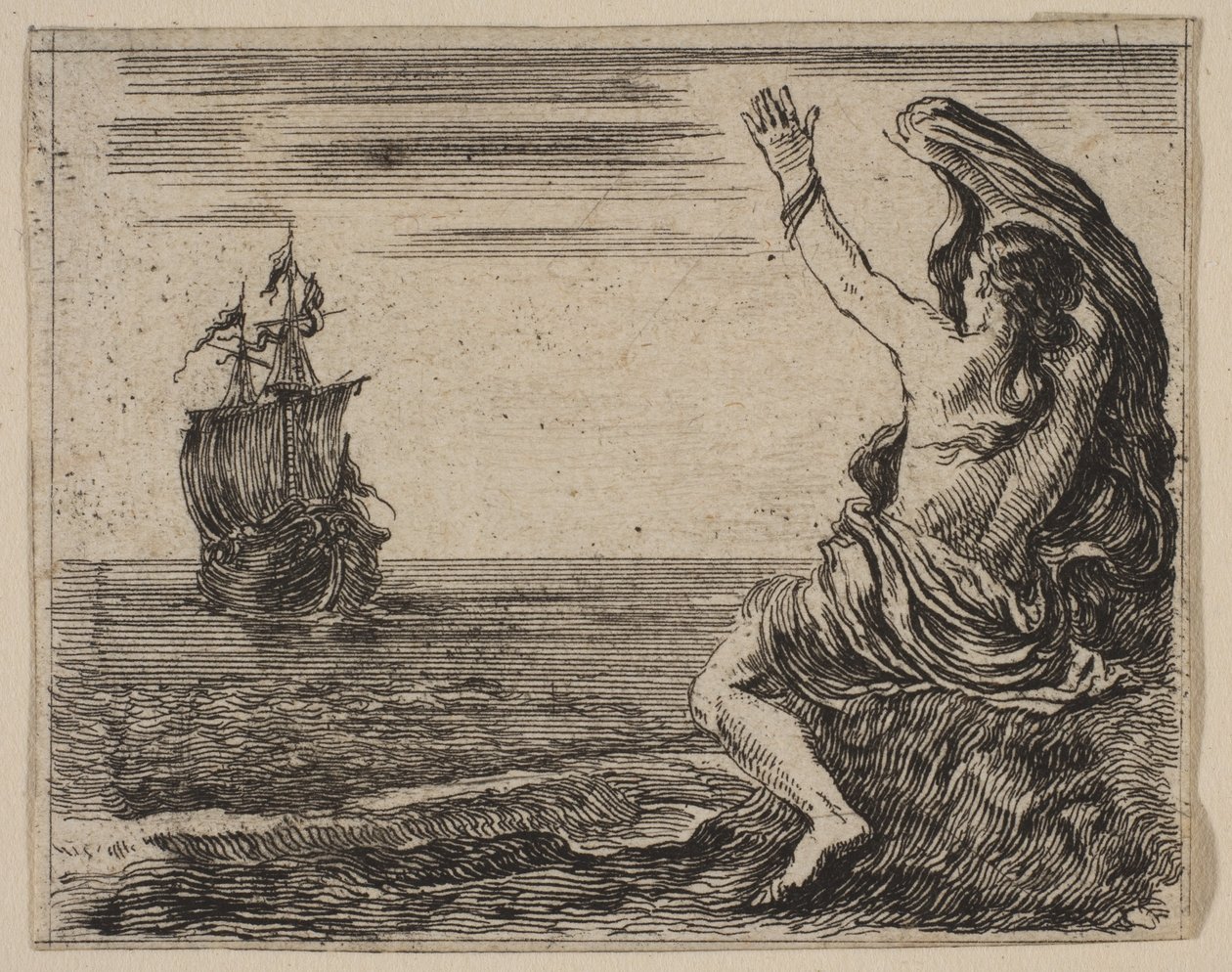 Theseus og Ariadne, fra 'Game of Mythology' Jeu de la Mythologie, 1644. av Stefano della Bella