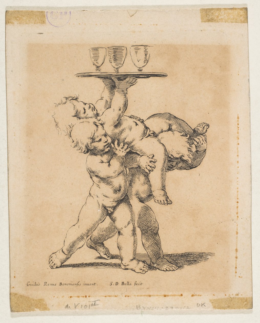 Tre barn med et brett, ca. 1638. av Stefano della Bella