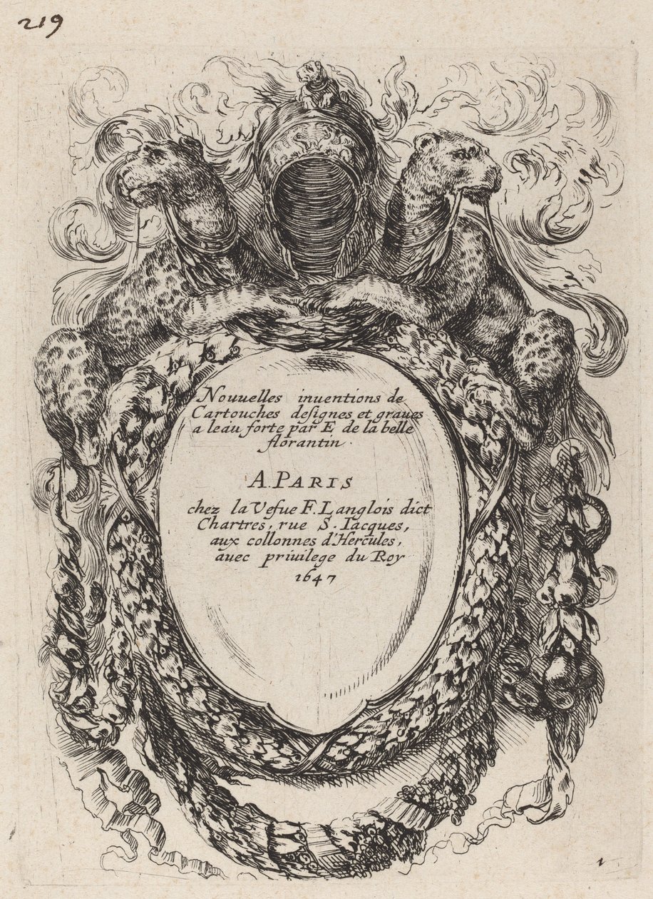 Tittelside for nye oppfinnelser av kassetter, 1647. av Stefano della Bella