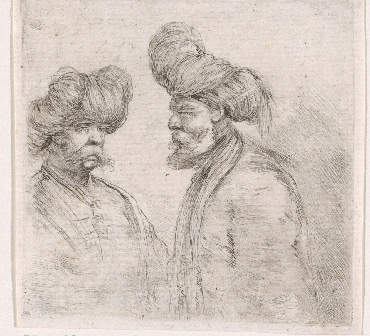 To tyrkiske menn med barter og turbaner av Stefano della Bella