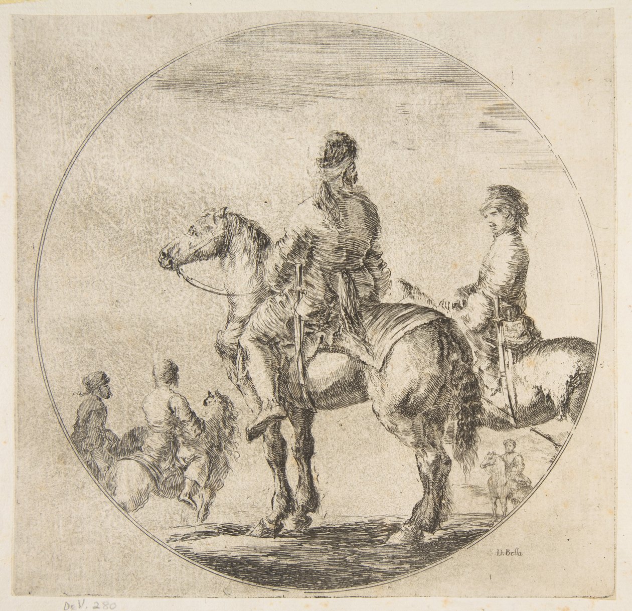 To polske ryttere med hestene vendt mot venstre, fra Figures on Horseback Cavali..., ca. 1651. av Stefano della Bella