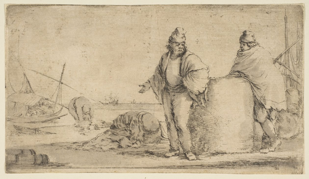 To sjømenn med en balle varer, ca. 1662. av Stefano della Bella