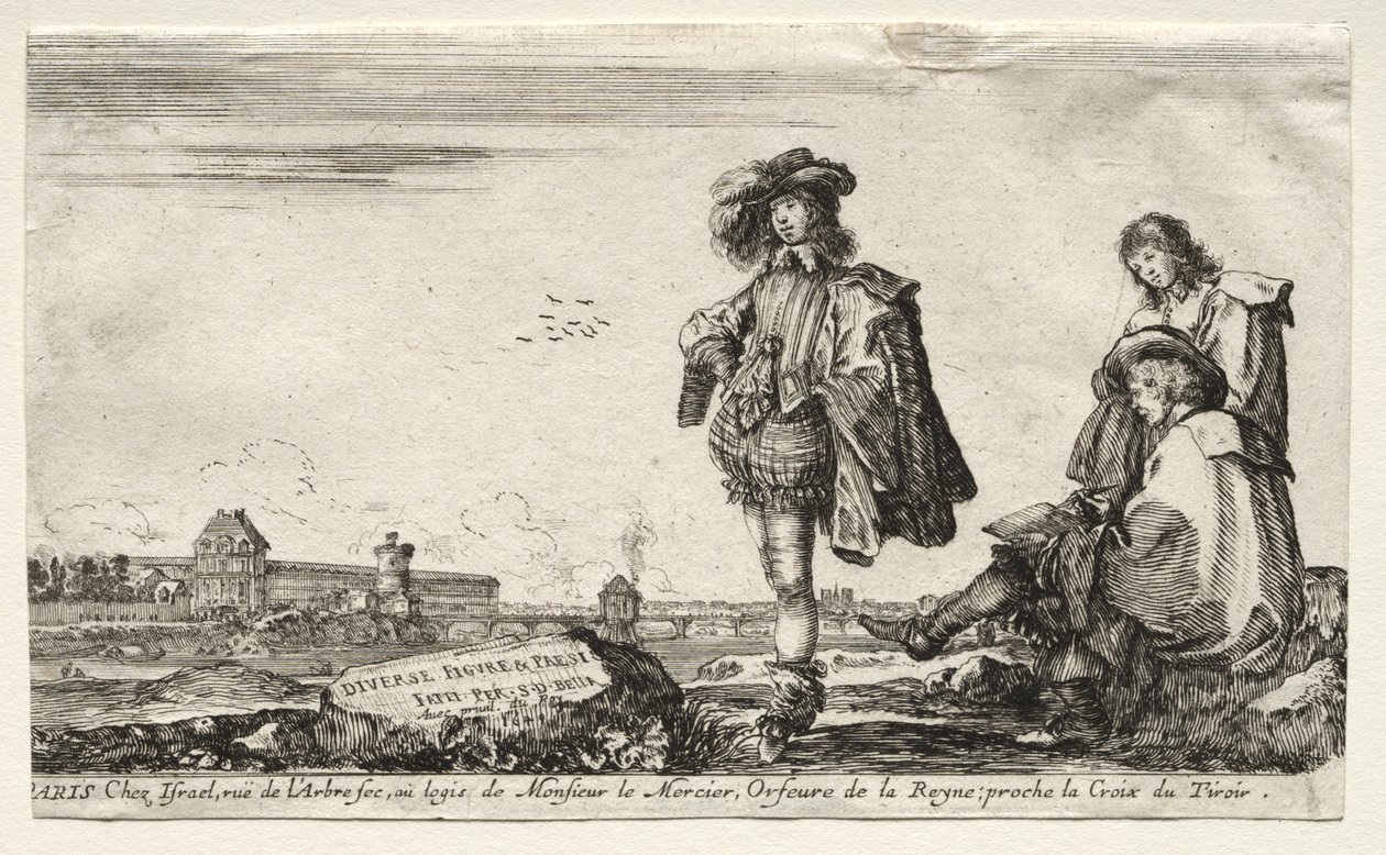 Forskjellige figurer og landskap, 1649. av Stefano della Bella