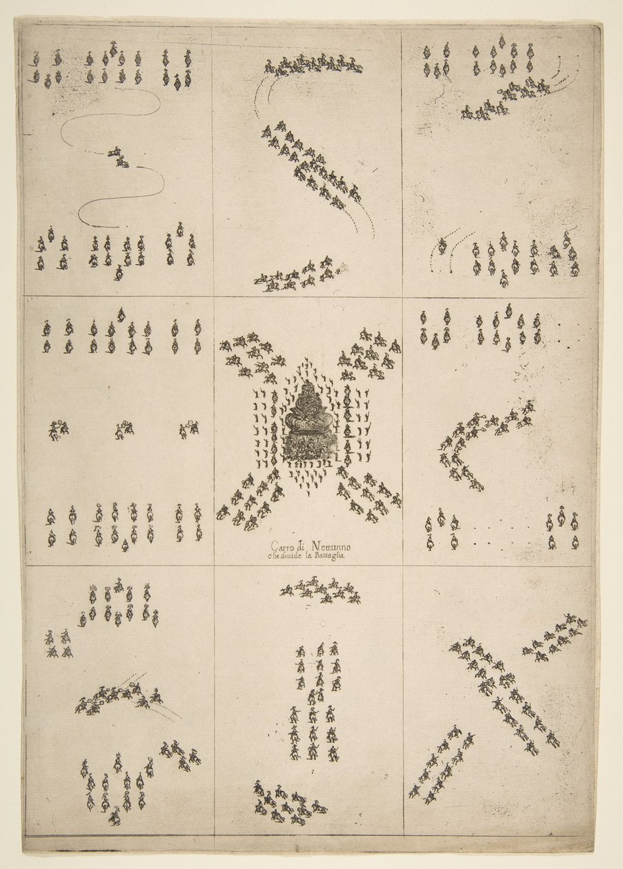 Ulike figurer av hesteballett, 1652. av Stefano della Bella